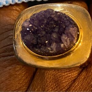 Gold and Purple Statement Ring with Amethyst